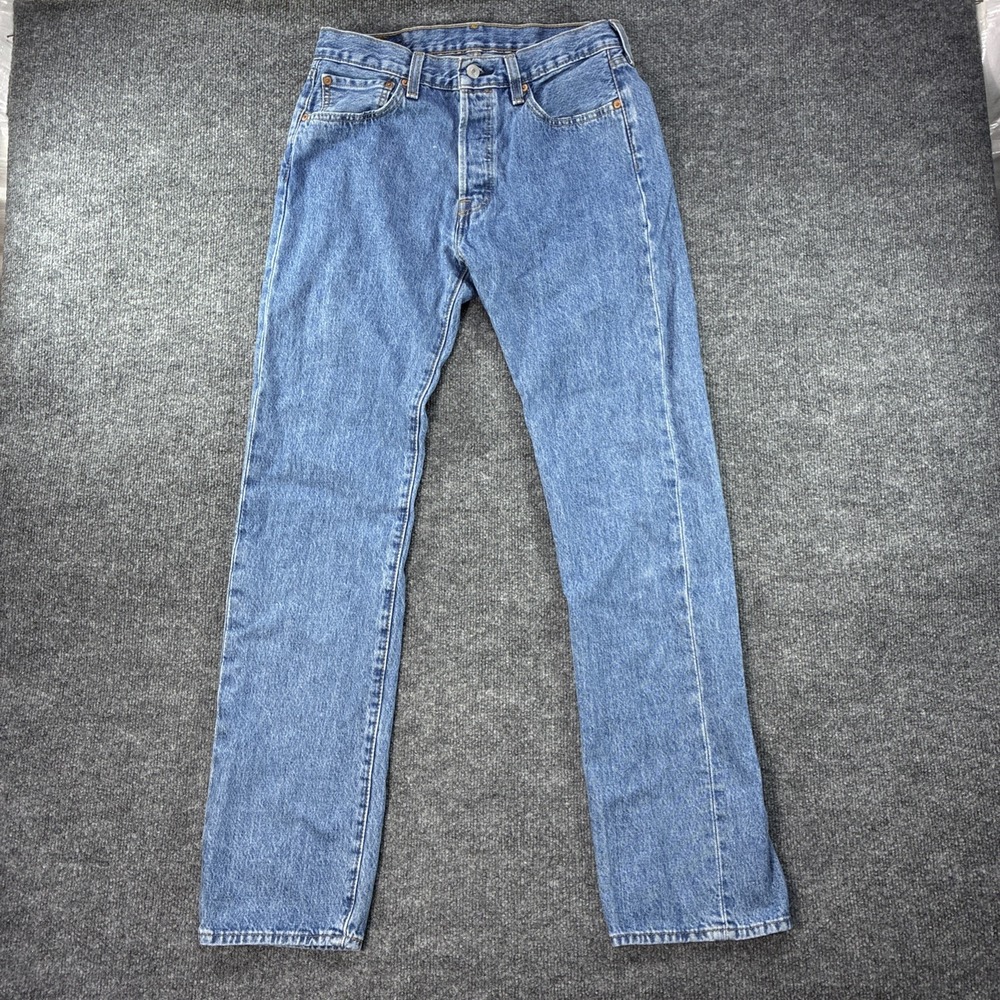 Levis 501 Jeans Mens 32x34 Blue Button Fly Denim Original Straight Medium Wash